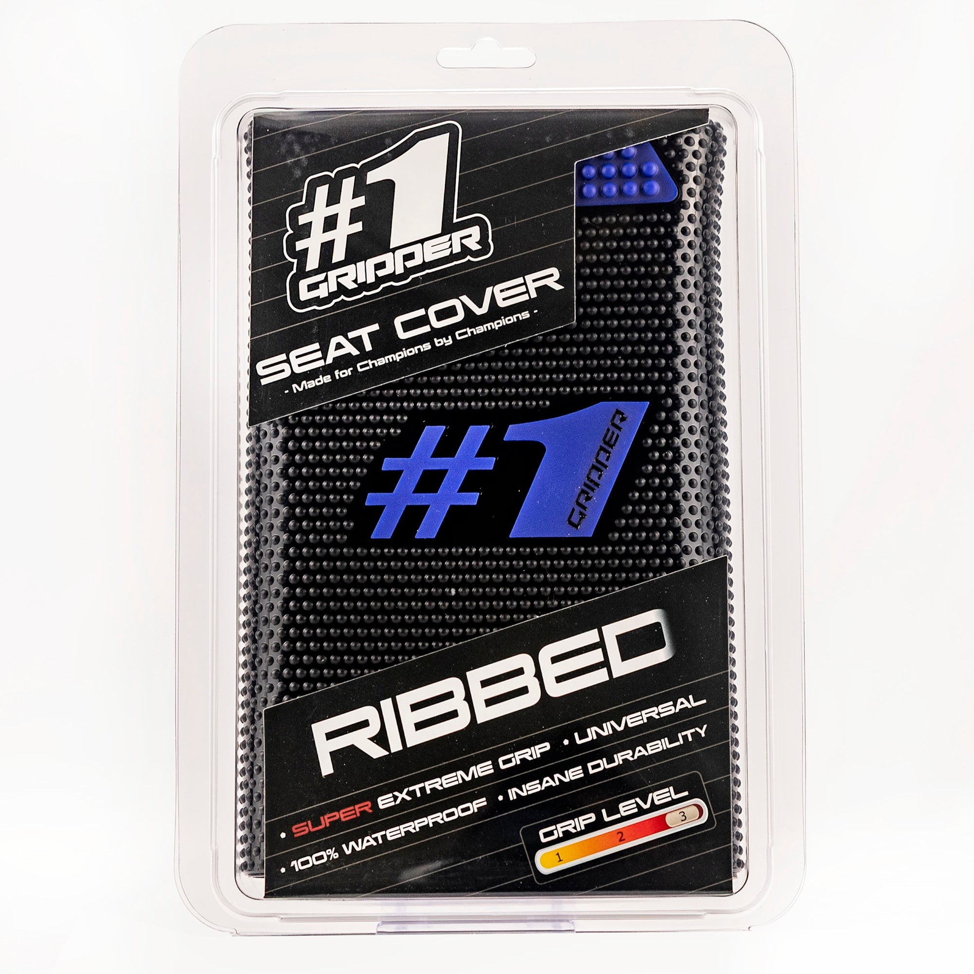 RIBBED Seat Cover - Black/Blue