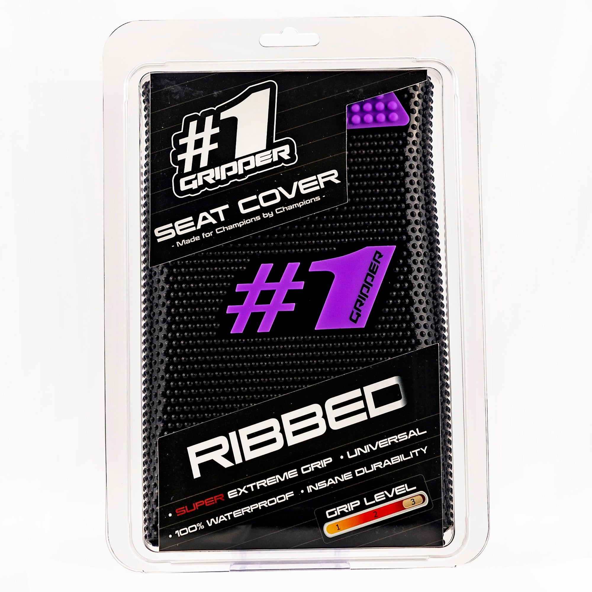 RIBBED Seat Cover - Black/Purple