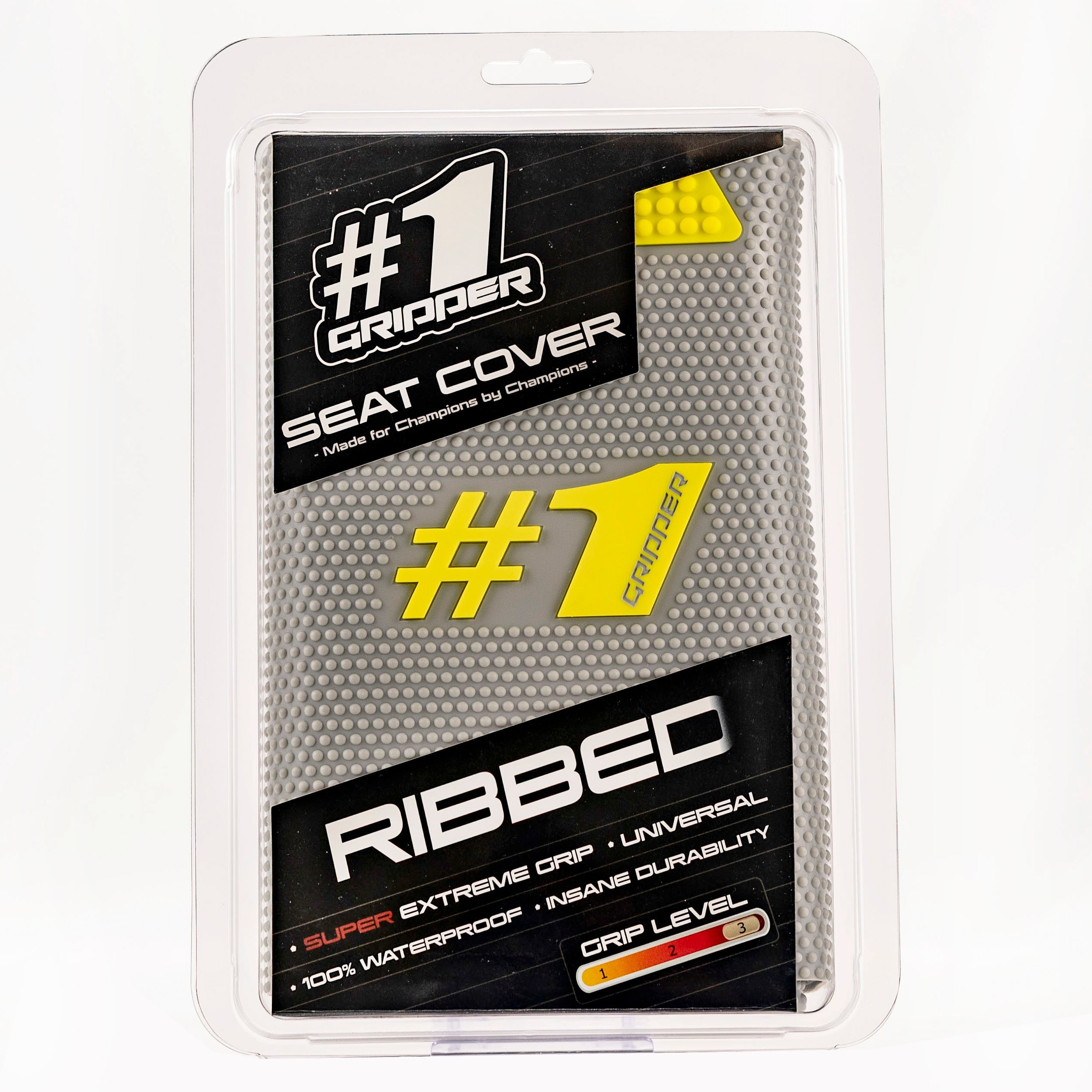 RIBBED Seat Cover - Light Grey/Yellow