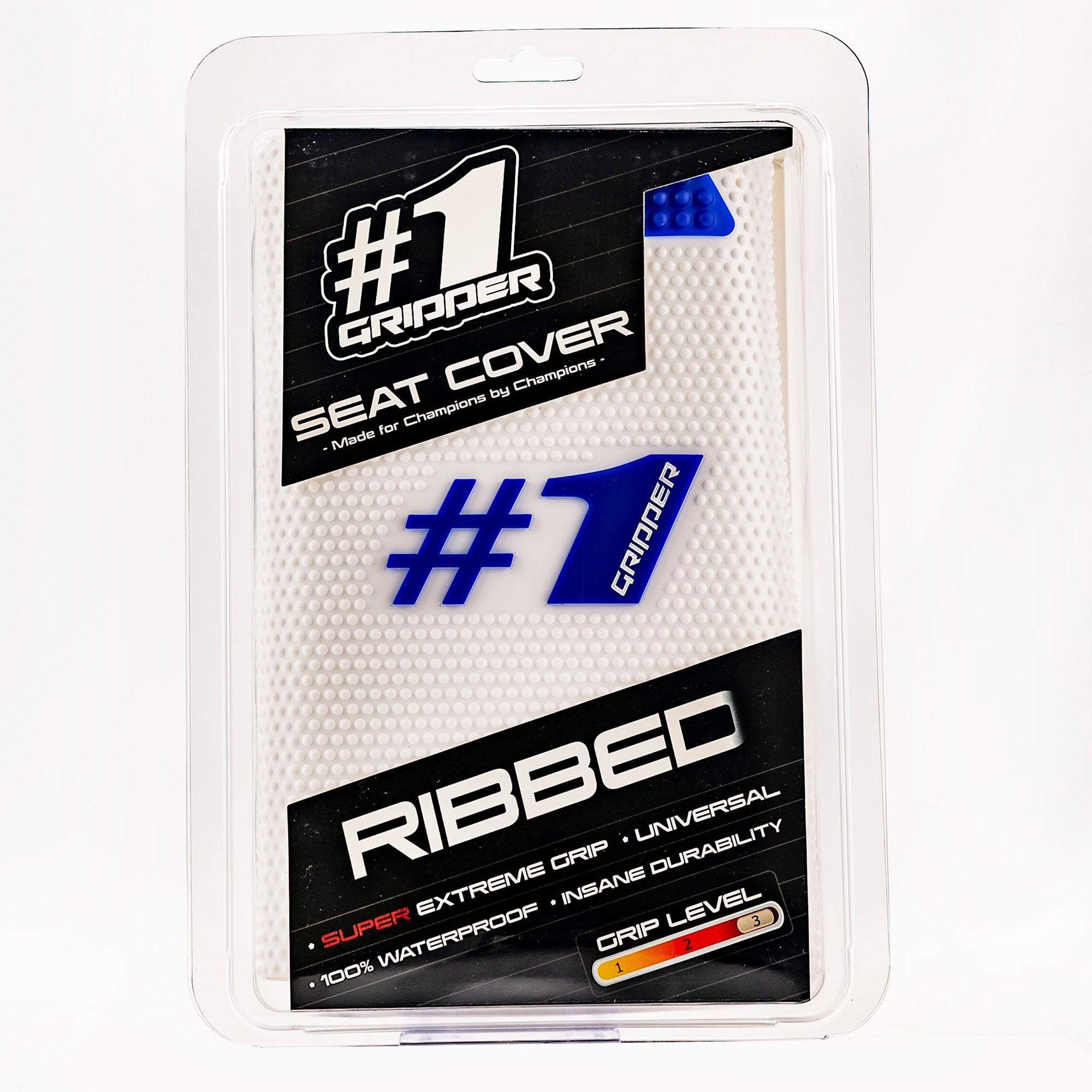 RIBBED Seat Cover - White/Blue
