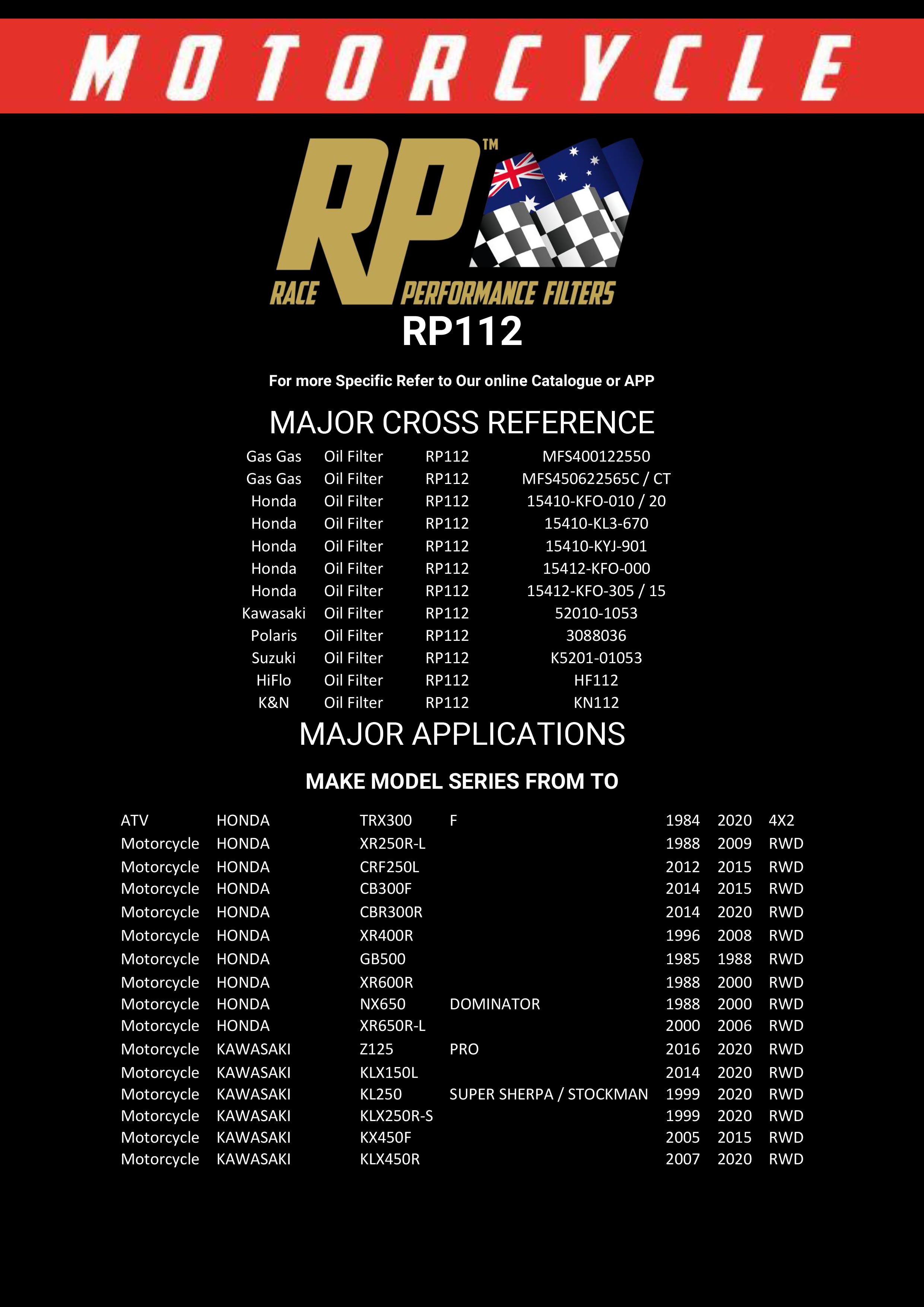 RP 112 – Filtro de aceite | RP Filters