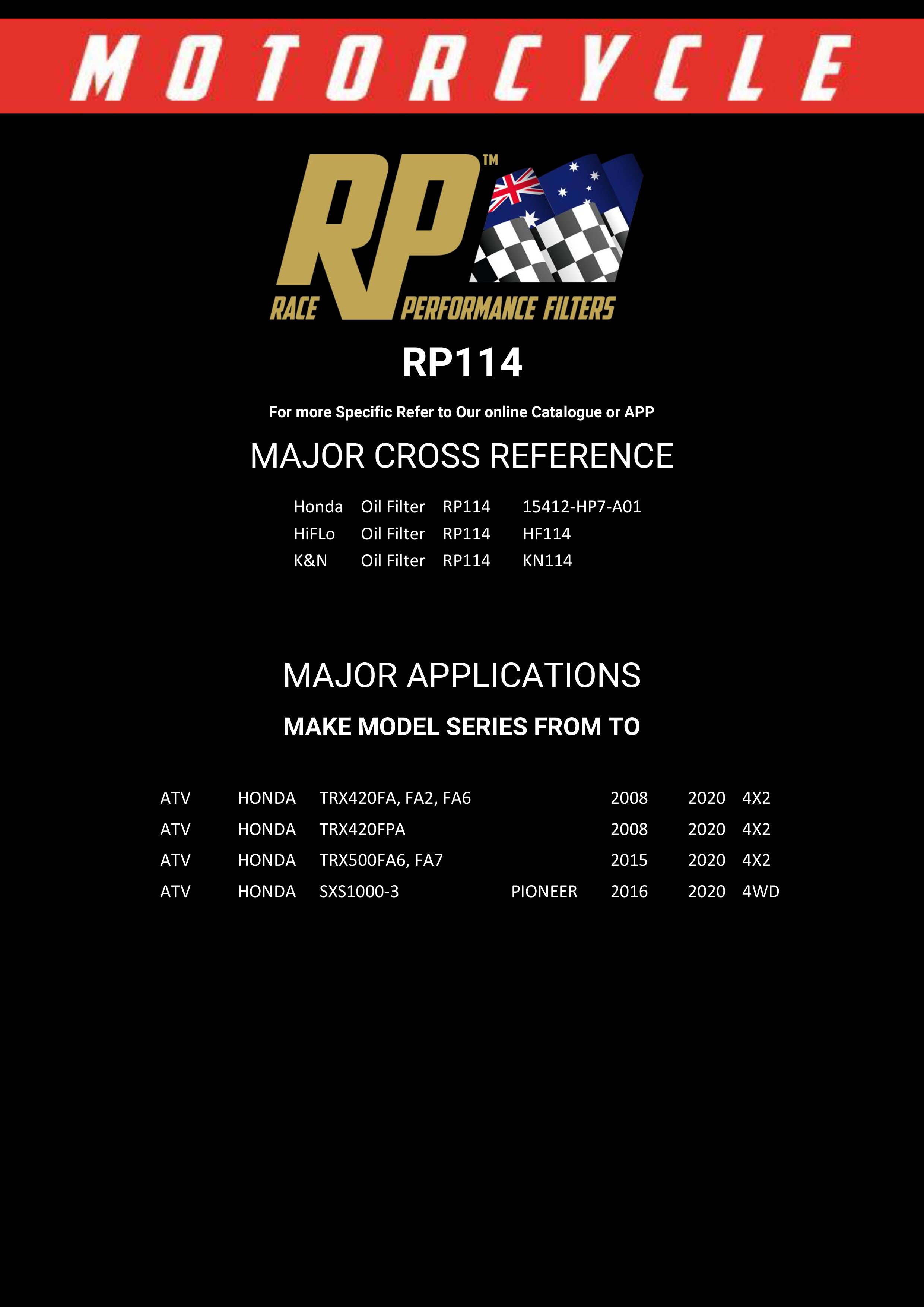 RP 114 – Filtro de aceite | RP Filters