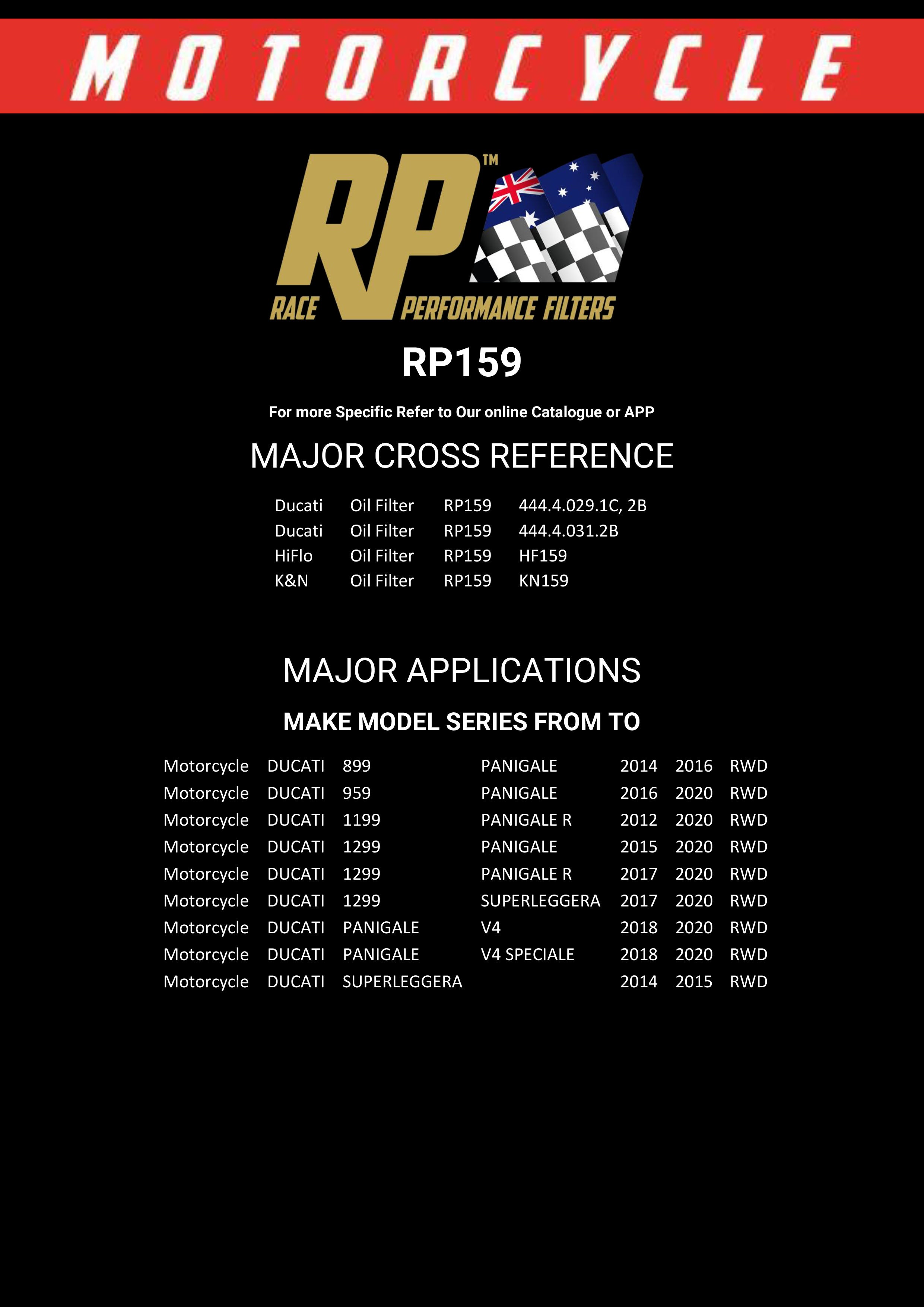 RP 159 – Filtro de aceite | RP Filters