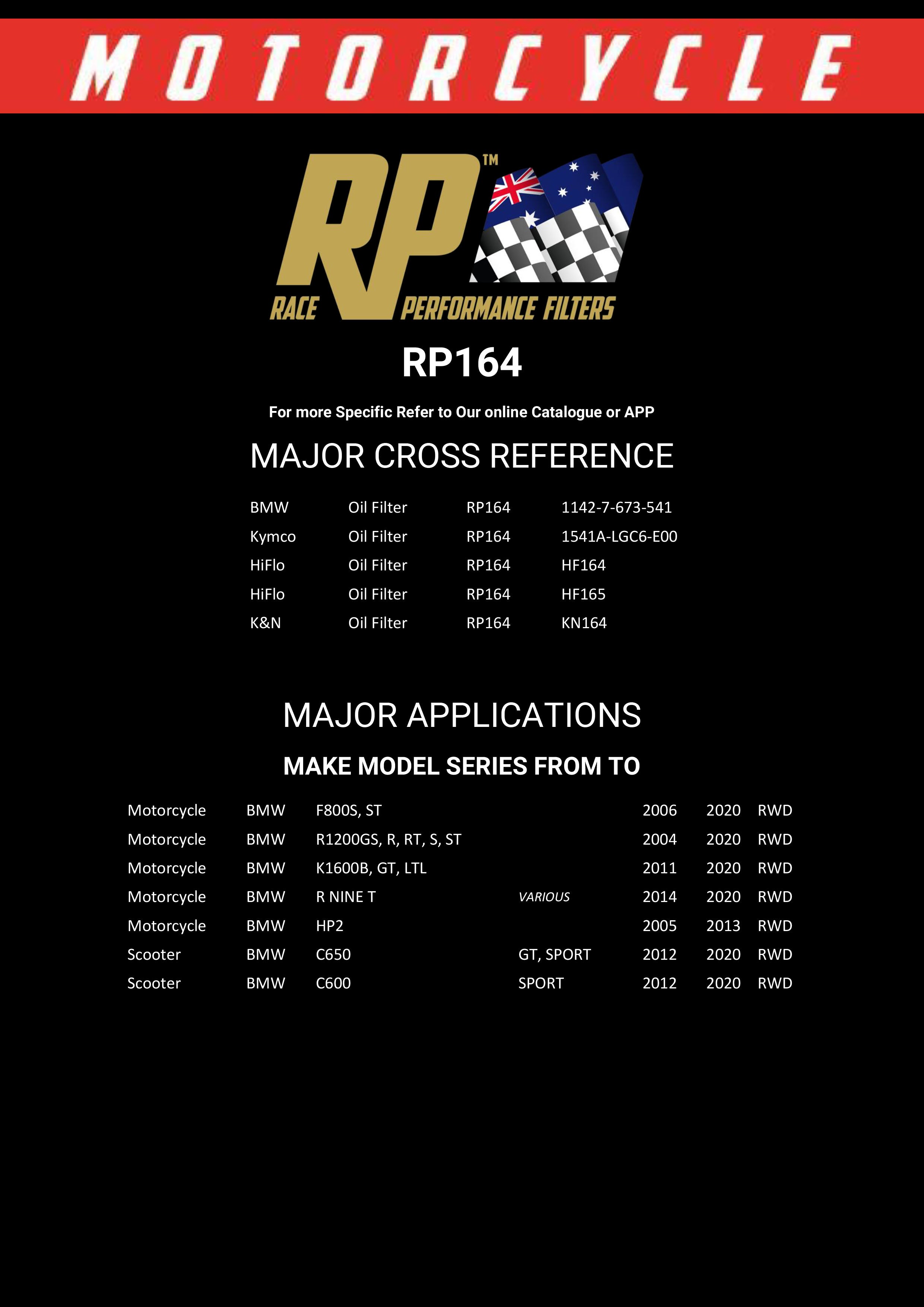 RP 164 – Filtro de aceite | RP Filters