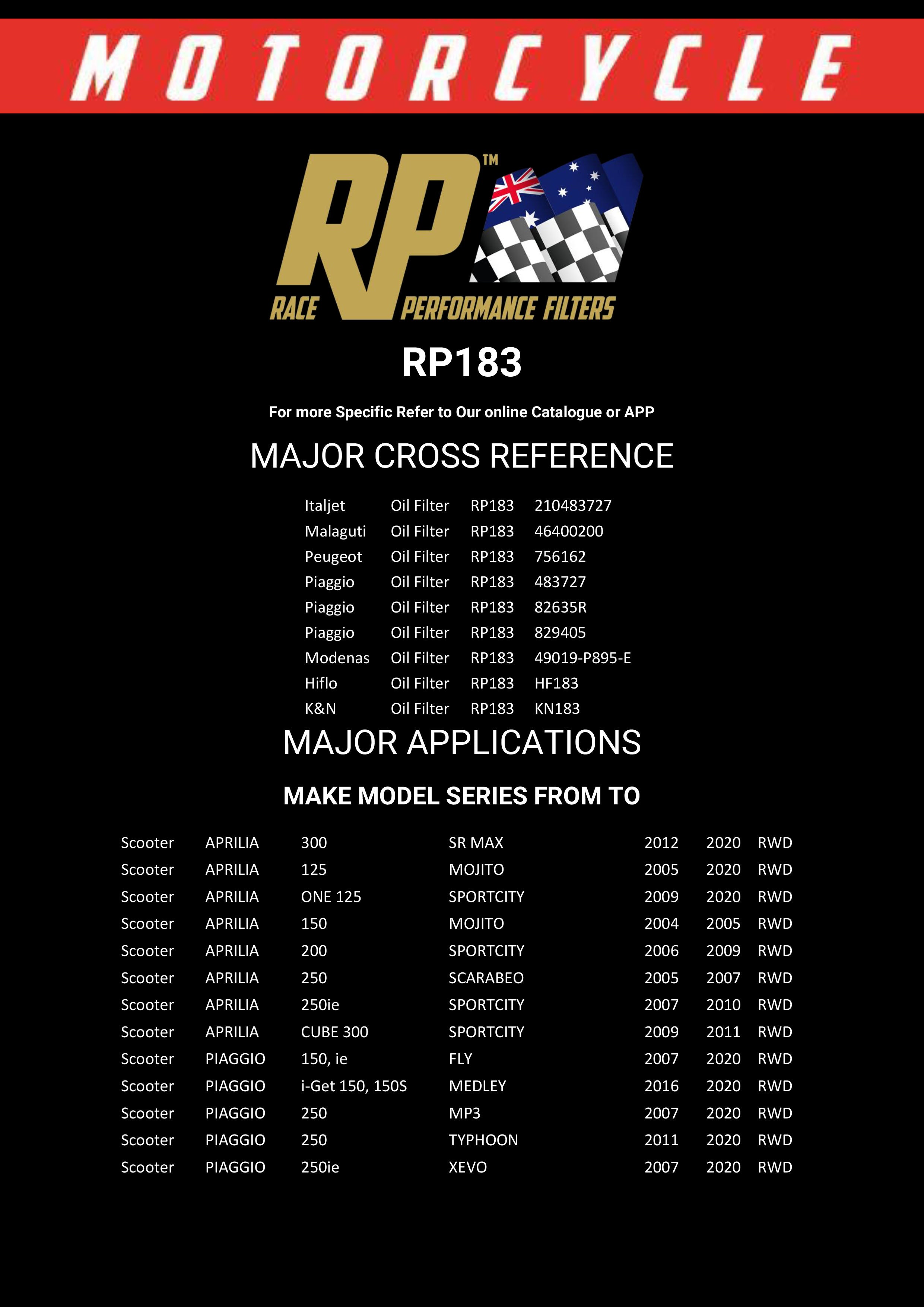 RP 183 – Filtro de aceite | RP Filters