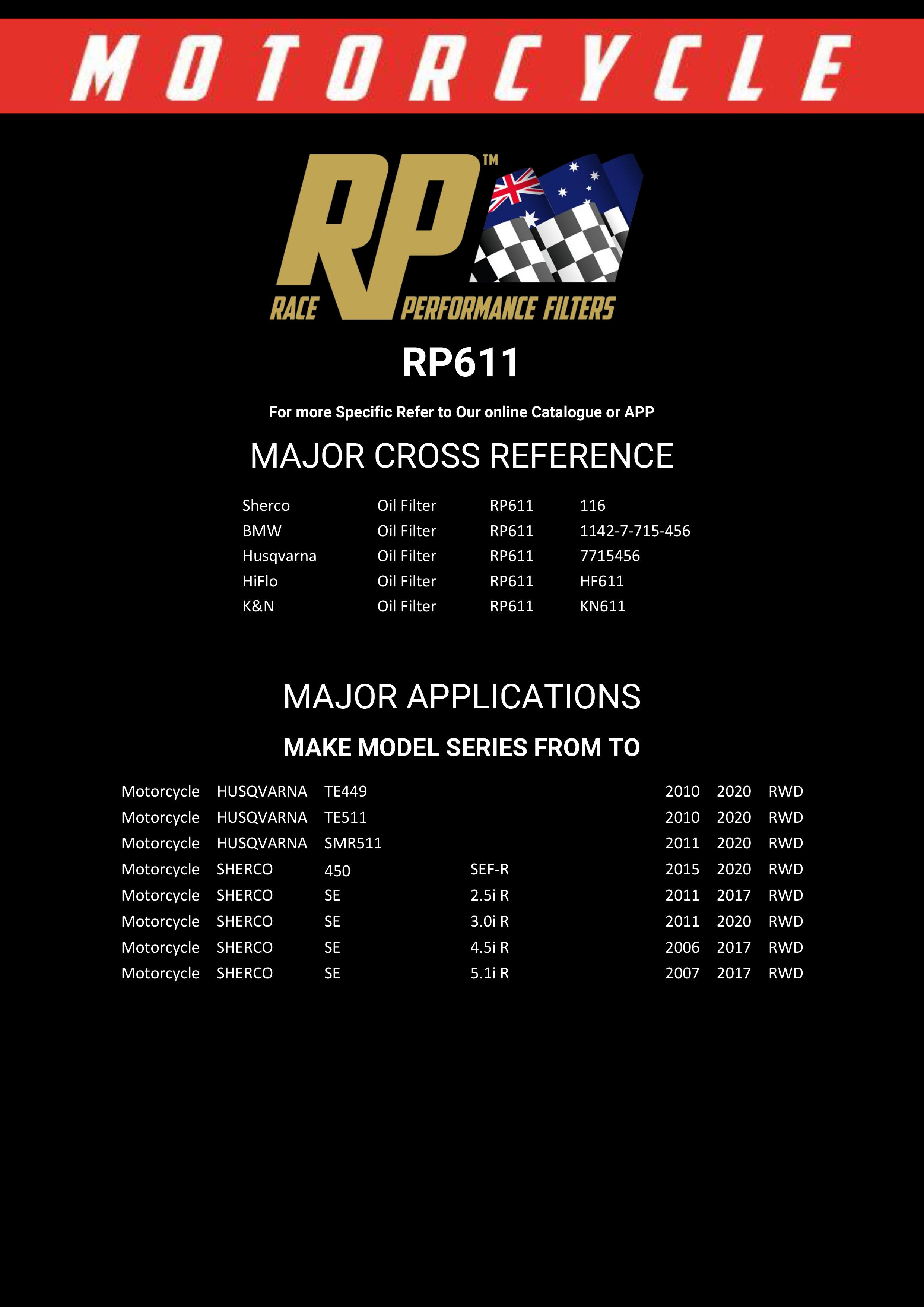 RP 611 – Filtro de aceite | RP Filters