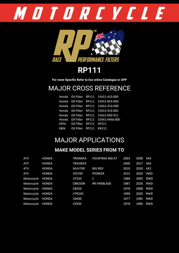 RP 111 – Filtro de aceite | RP Filters