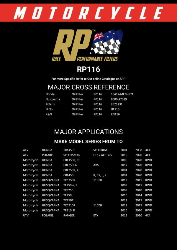 RP 116 – Filtro de aceite | RP Filters